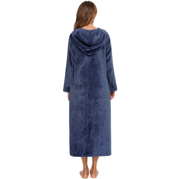 Damtröja med dragkedja Robe Long Hooded Robe Blue 2XL