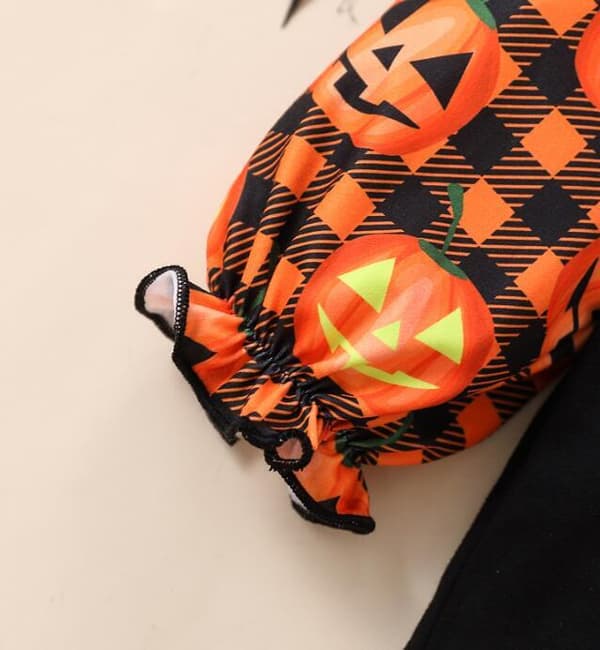 Halloween-set för flickor med pumpaprint, 3 delar Black 90CM