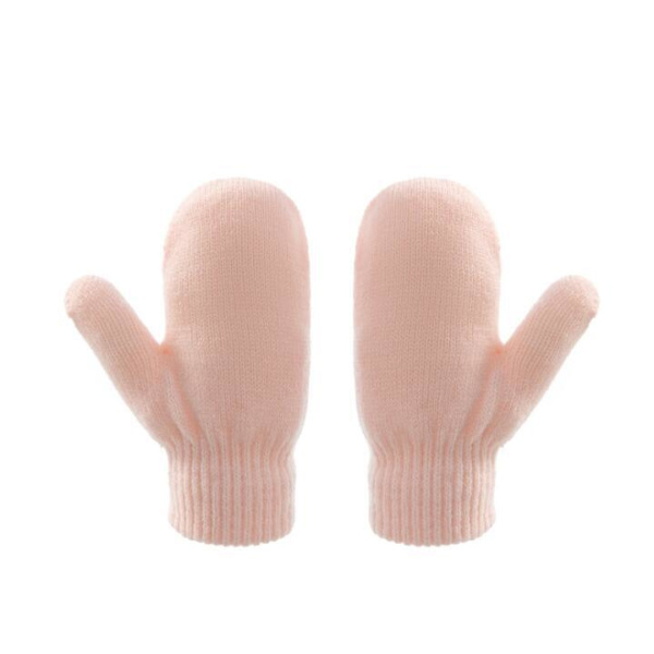 Barn vinter stickade mössa handskar set pink