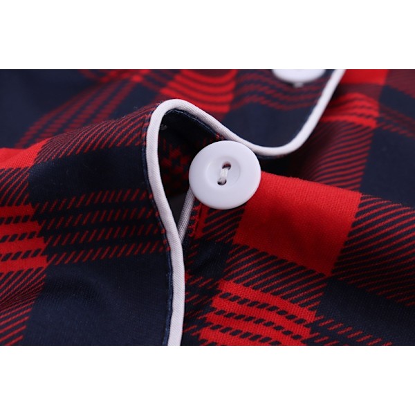 Mjukt Silke Långärmad Dam Plaid Skjorta Pyjamas Red XL