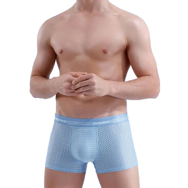 Mænds Is Silke Boxer Mesh Brief Åndbar Køligt Undertøj Light Grey M