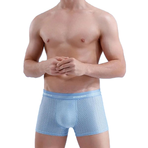 Mænds Is Silke Boxer Mesh Brief Åndbar Køligt Undertøj Navy Blue M