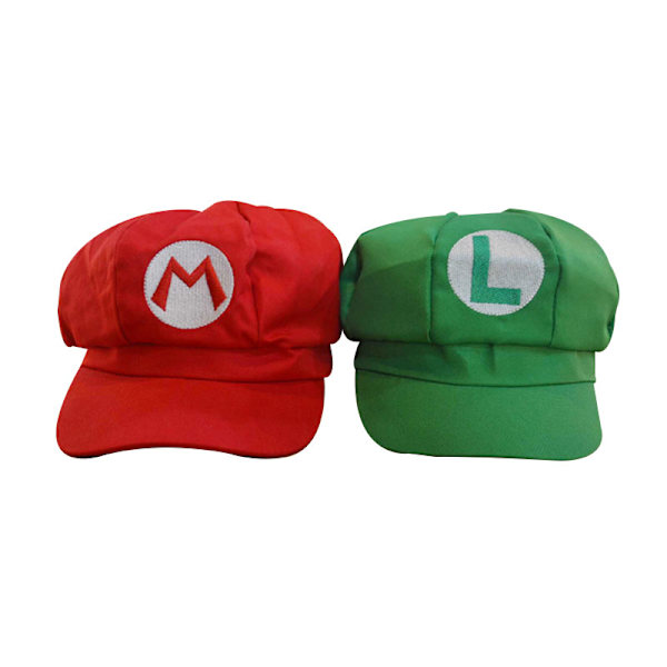 Mario broderad kostymhatt, herr röd baskermössa White