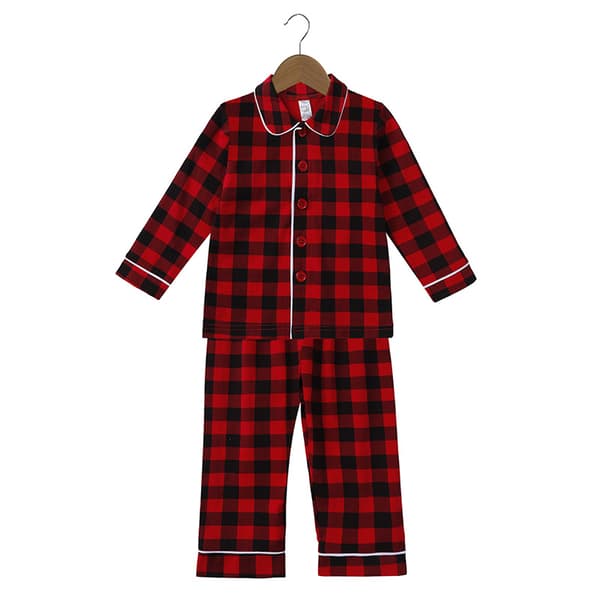 Pyjamas Set för Barn Rutig Långärmad Lounge Set A 90