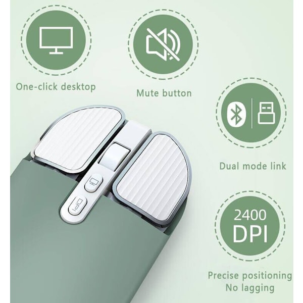 Trådløs Bluetooth-mus med 2.4G modtager Green