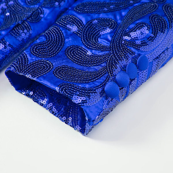 Miesten Sekvenssitakki Kimaltava Glitter-Takki Kiiltävä Kukallinen Puku Takki Blue XS