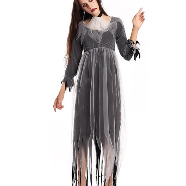 Spöksbrud Kostym Halloween Kvinna Vuxen Kostym Style2 XL