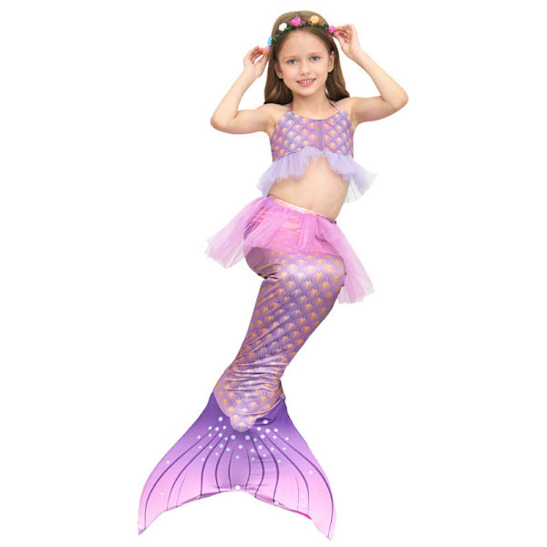 Tyttöjen Uimareiden Merenneito Hännän Prinsessamekko Cosplay-asu purple 110cm