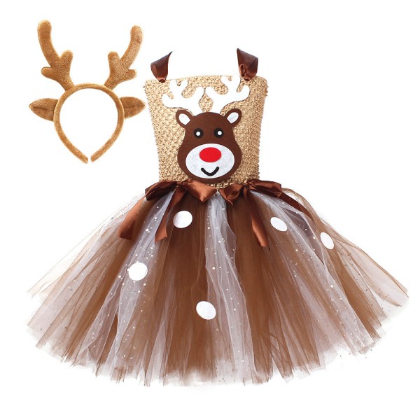 Toddler flicka julklänning Tutu klänning jul outfit XL