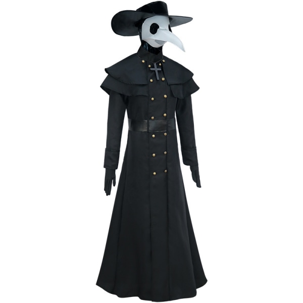 Plague Doctor Costume Beak Crow Long Beak Mask Kostym XL