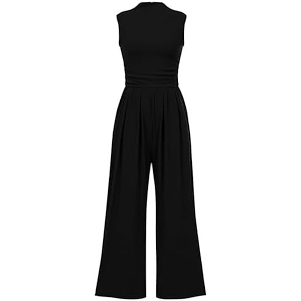 Sommarjumpsuit för kvinnor, elegant och avslappnad, endelskläder, ärmlös black M