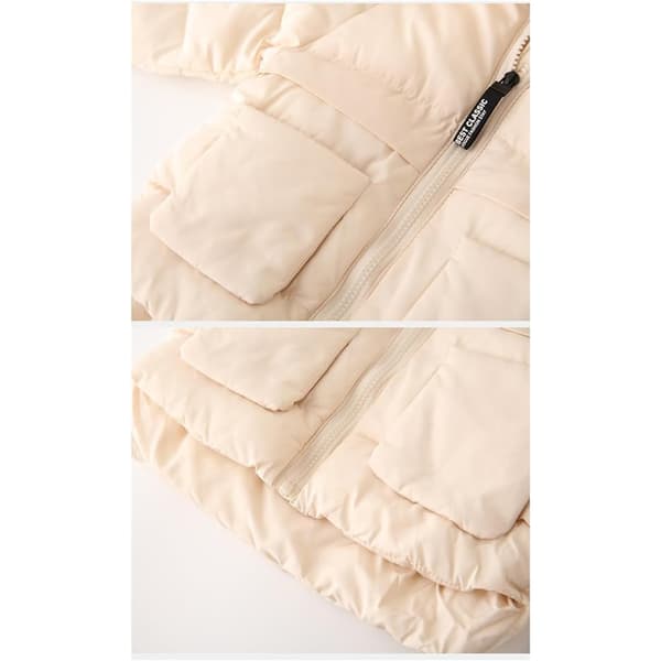 Pige Hooded Varm Bib Vinterjakke White 110CM