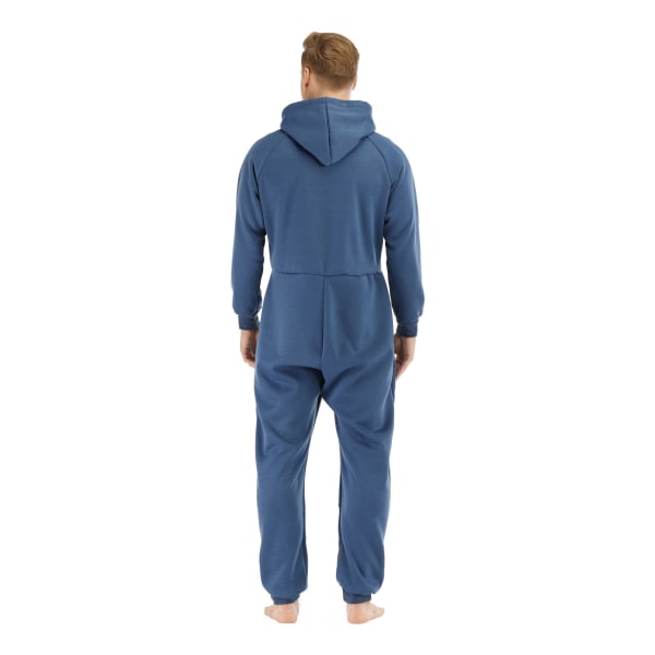 Varm fleece pyjamas med huva för män Blue M