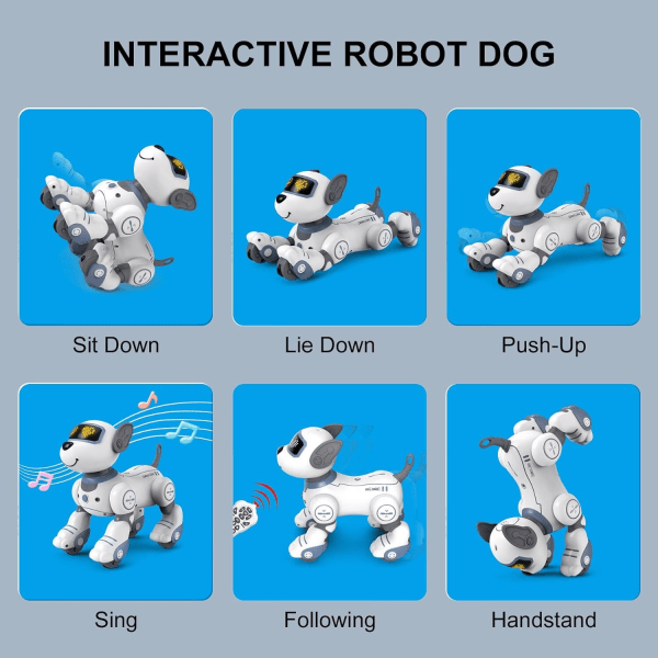 Fjernstyret Robot Hund, RC Interaktiv Intelligent Gående Dansende Robot Legetøj GRAY