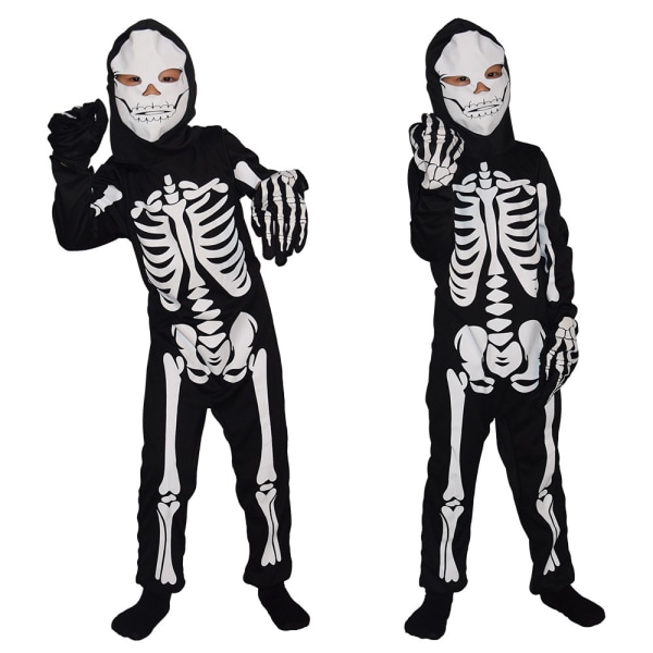 Ondskapsfull og sprø skjelettdrakt Halloween-kostyme L