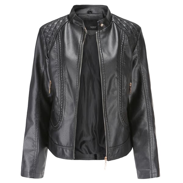 Damkonstläder Kort Casual Slim Jacka Black M