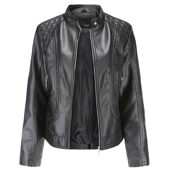Damkonstläder Kort Casual Slim Jacka Khaki L
