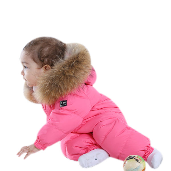 Toddler Baby Flickor Pojkar Kappa Vinter Dun Jumpsuits pink 73cm