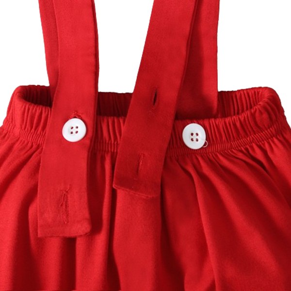 Toddler Baby Flicka Valentinsdag Outfit - Tröja + Suspenderkjol Röd 120