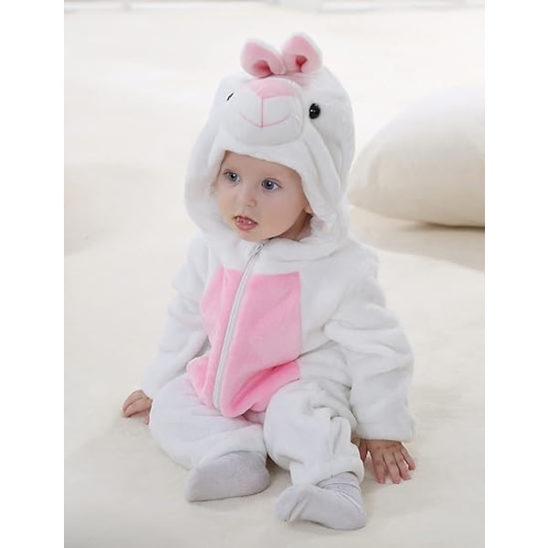 Sød Baby Pige Dreng Kanin Outfit Vinter Onesie Pyjamas White 24-30M