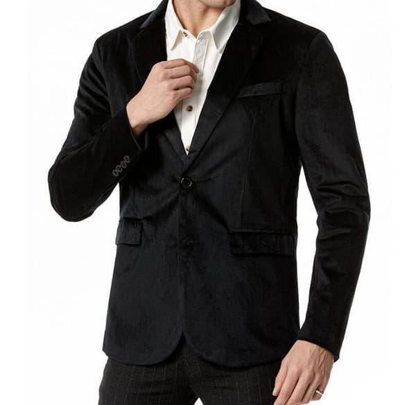 Velvet Slim Fit Solid Color Blazer för män Black S