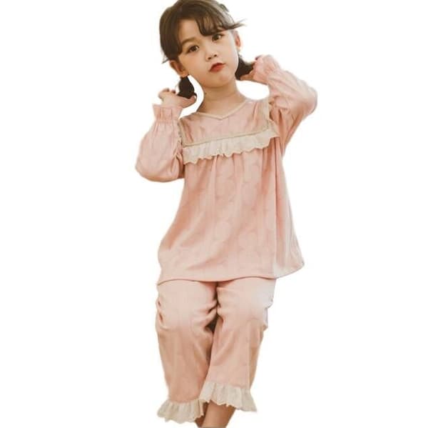 Tunn långärmad pyjamas för flickor för set 160