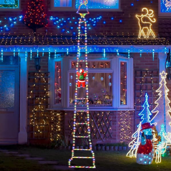 Julepynt LED Stige Lys med Klatrende Julemand 3M
