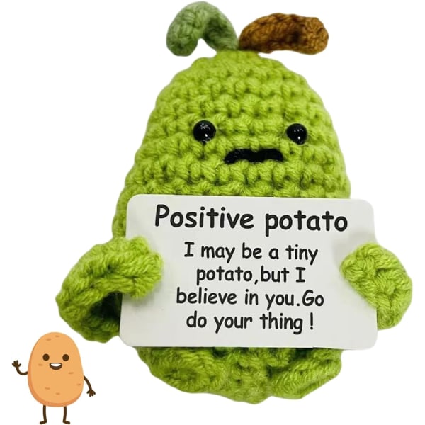 Söt Stickad Positiv Potatisdocka med Bekräftelse Kort Uppmuntran Style 1