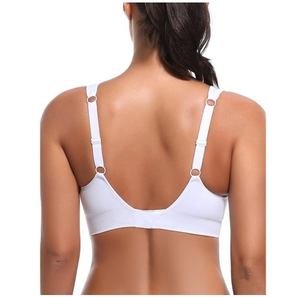 Damsele Elastisk enfärgad BH Sport Yoga Sömlös BH White S