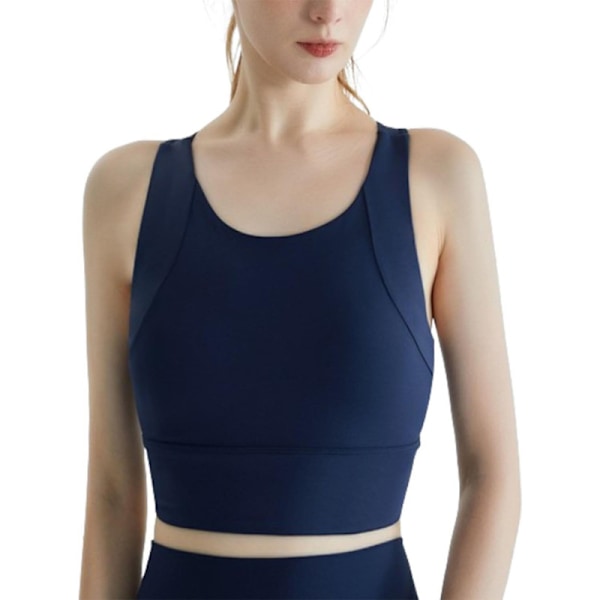 Sport-bh för kvinnor, yoga, gym, löpning, trådlös, vadderad Blue S