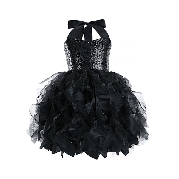 Tutu-klänning för flickor, Glittrande Sekvenstull Prinsessfödelsedagsklänning Black 10T