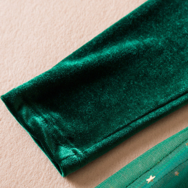 Tutu-klänning i sammet för små flickor, långärmad med volanger Green 100CM