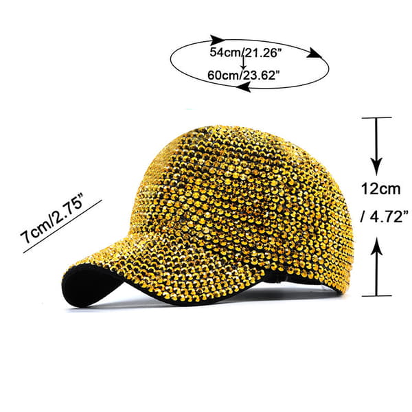 Kvinnor Kristaller Sparkle Baseball Cap Gem Bling Hat Colour