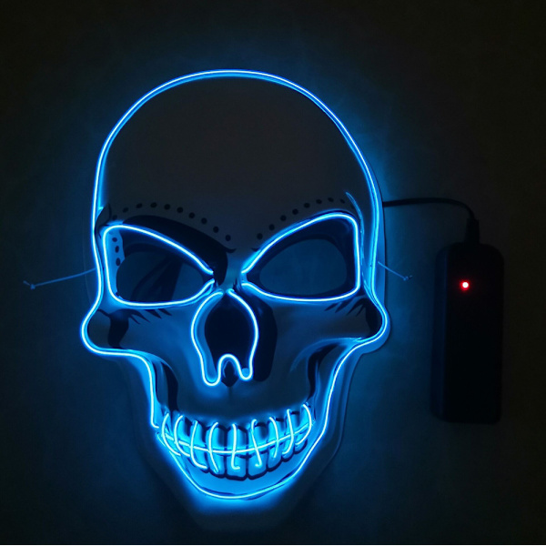 Halloween Skrämmande Mask Light Up Mask för fest blue