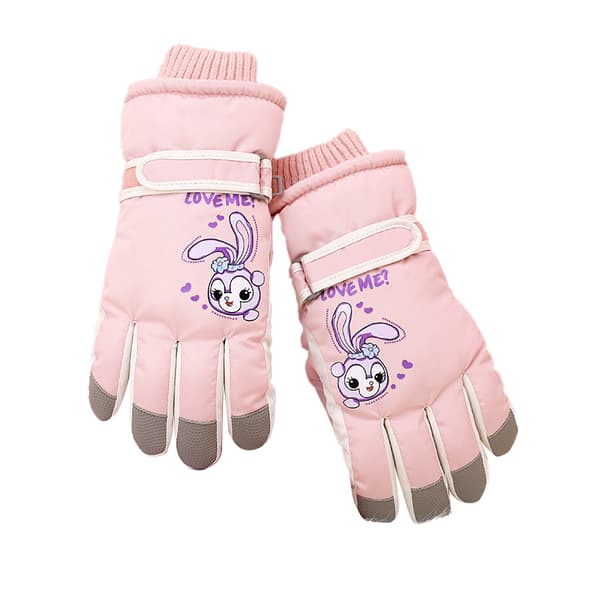 Skihandsker til børn, vandtætte og vindtætte vinterhandsker Pink