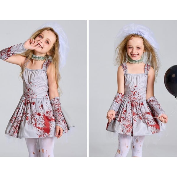 Halloween Spøgelsesbrud Cos Kostume Halter Kjole Girl XL