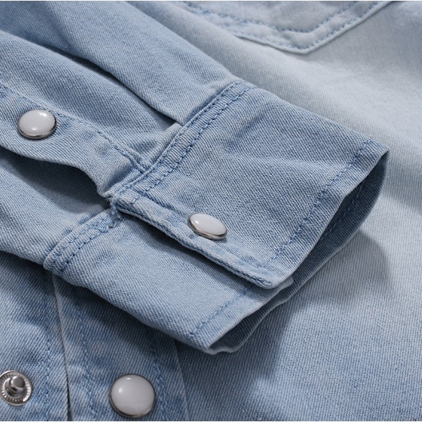 Långärmad jeansskjorta för män light blue L
