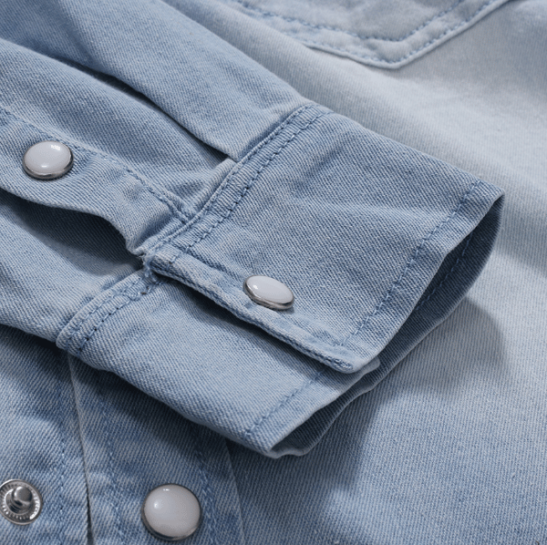 Långärmad jeansskjorta för män light blue M