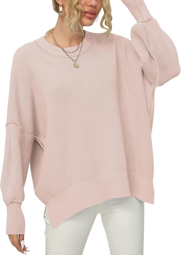 Hettegenser med flaggermusarmer for kvinner Pink L