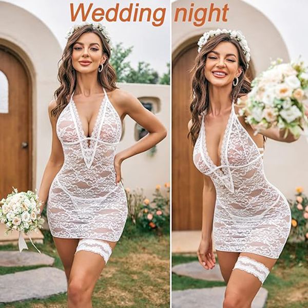 Dam Babydoll Underkläder Spets Chemise Grimma Nattkläder Teddy Klänning white L