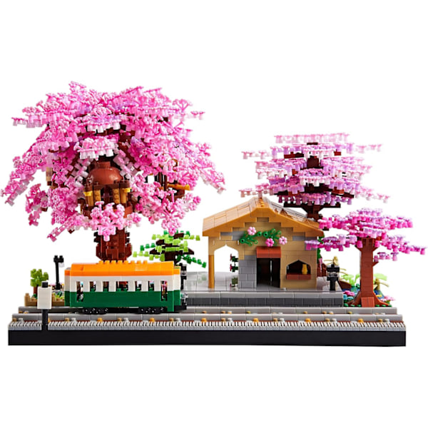 Körsbärsblomsträd Blomsterhus Mikro Byggklossar Set Style 2