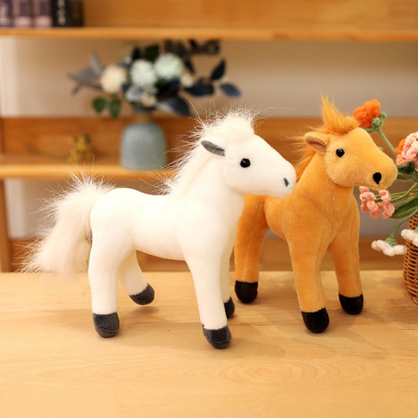 Sød Heste Plyslegetøj, Simulerings Pony Udstoppede Dyr white 40cm