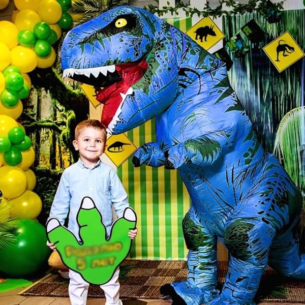 Uppblåsbar dinosauriekostym för vuxen, dinosaurieuppblåsbar kostym för vuxen Blue