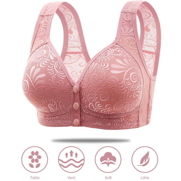 Naisten edestä napitettavat rintaliivit, saumattomat, puhdasta puuvillaa, pehmeät kupit Pink 40/90