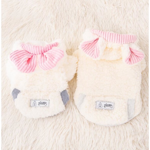 Kattkläder Höst och Vinter Hundkläder Söt Varma Pink White M