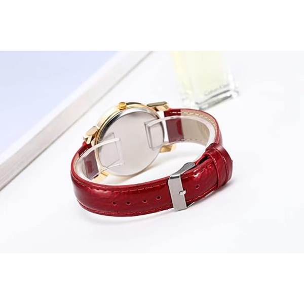Jultomte Klocka 40mm Urtavla PU Läder Klocka Red