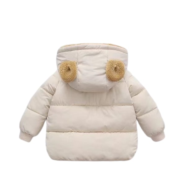 Pige Hooded Varm Bib Vinterjakke White 100CM