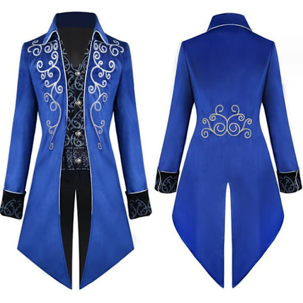 Halloween Miesten Vintage Takki Keskiajan Mekko Blue M