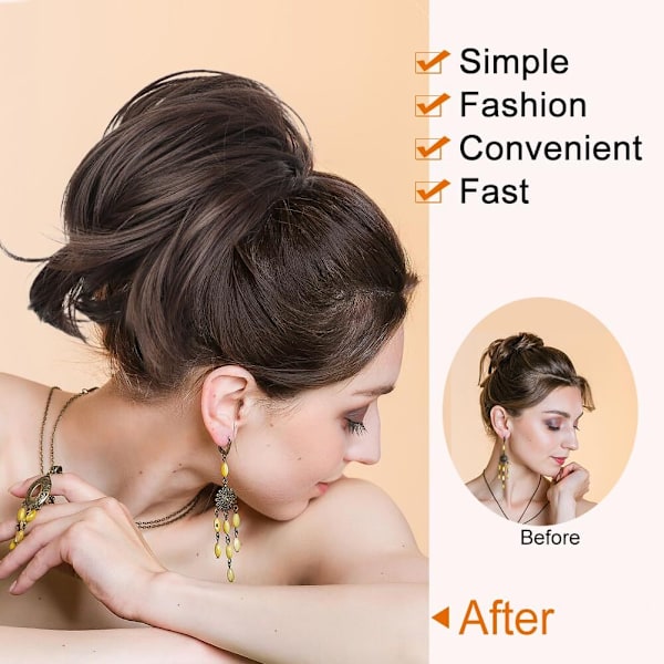 Messy Bun Hårförlängning, Kloklämma i Kort Hästsvansförlängning Q5