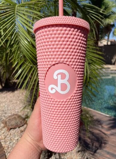 800 ml rosa sugrörsmugg i rostfritt stål Pink